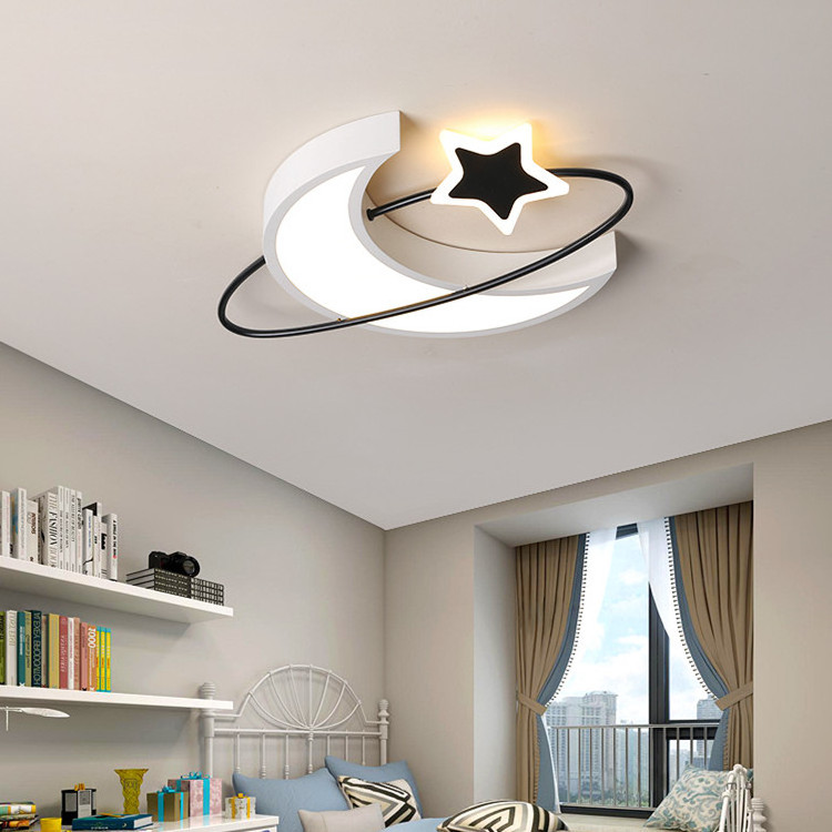 Nordic Modern Decorative Indoor Bedroom Round Moon Star Kids Room Led Ceiling Light