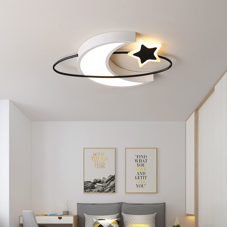 Nordic Modern Decorative Indoor Bedroom Round Moon Star Kids Room Led Ceiling Light