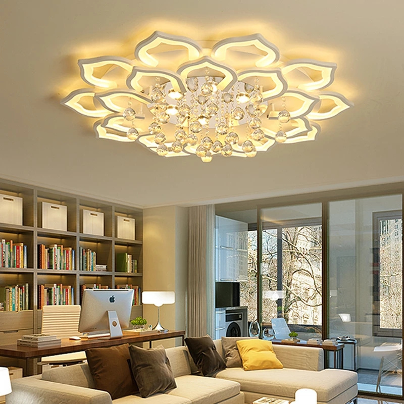 Indoor Lighting Fixtures Modern Flower Crystal LED Ceiling Chandeliers Light