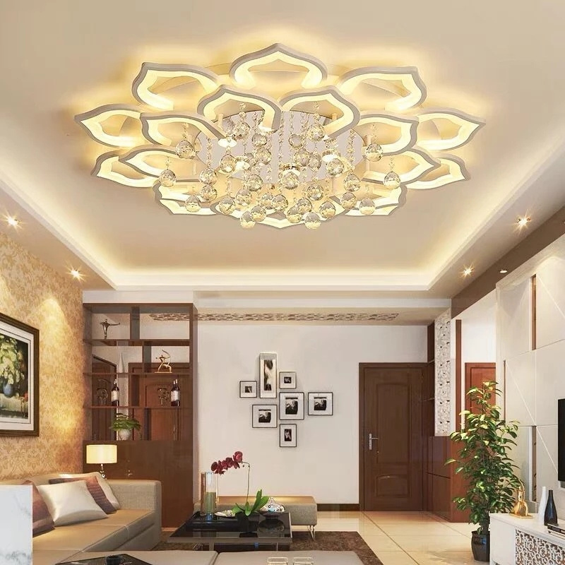 Indoor Lighting Fixtures Modern Flower Crystal LED Ceiling Chandeliers Light