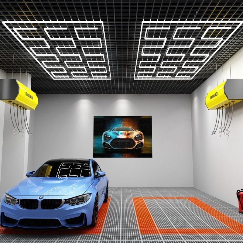 Custom Designed Car Detailing Honeycomb Design Hexagon Ceiling Led Garage Hex Lights