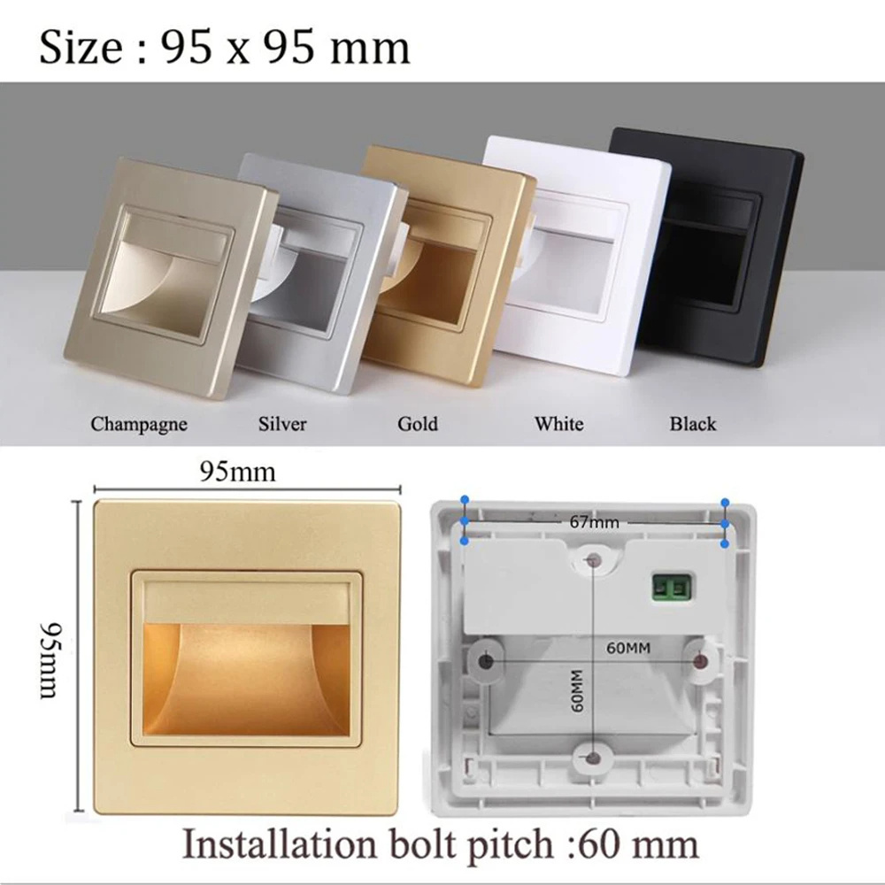 Neonlap 86*86MM 1.5W Recessed Footlight Corridor Square Wall Lamp Step Light Indoor LED Stair Lighting With Motion Sensor