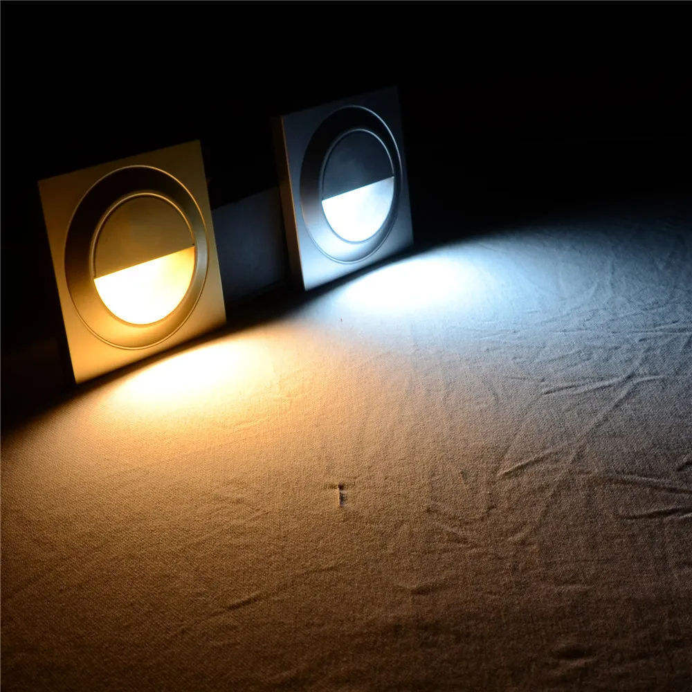 Neonlap 86*86MM 1.5W Recessed Footlight Corridor Square Wall Lamp Step Light Indoor LED Stair Lighting With Motion Sensor