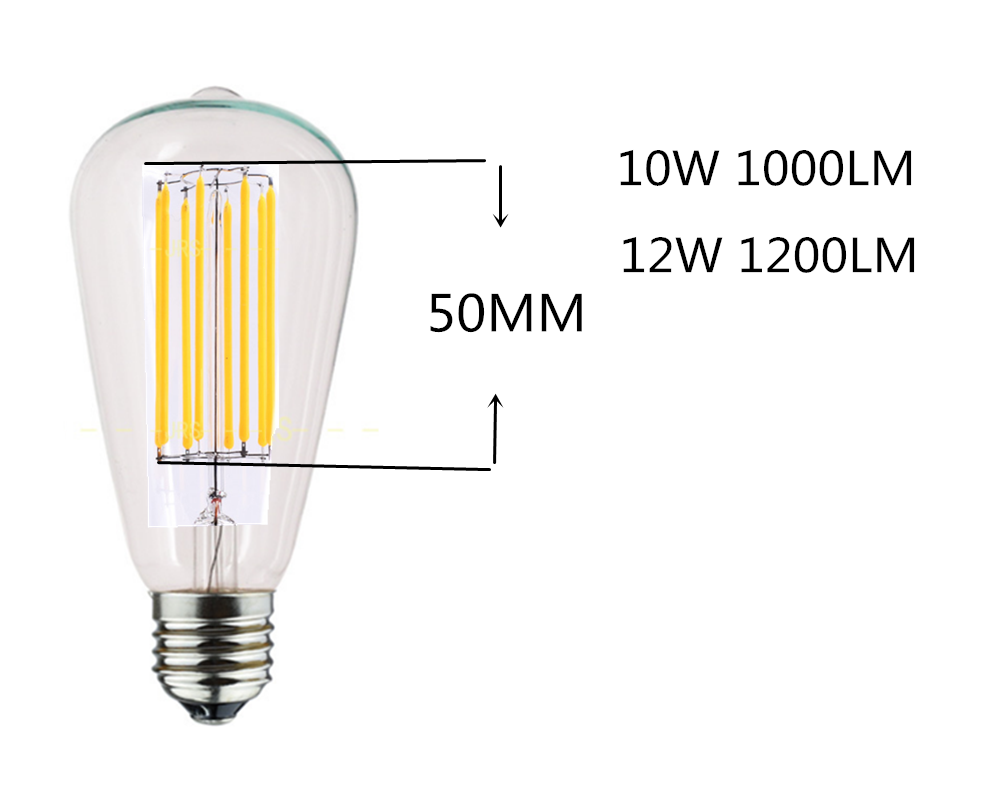 Neonlap 220V 110V E27 B22 2W 4W 6W 8W 10W 12W LED Edison Filament Light Bulbs Golden ST64 Dimmable