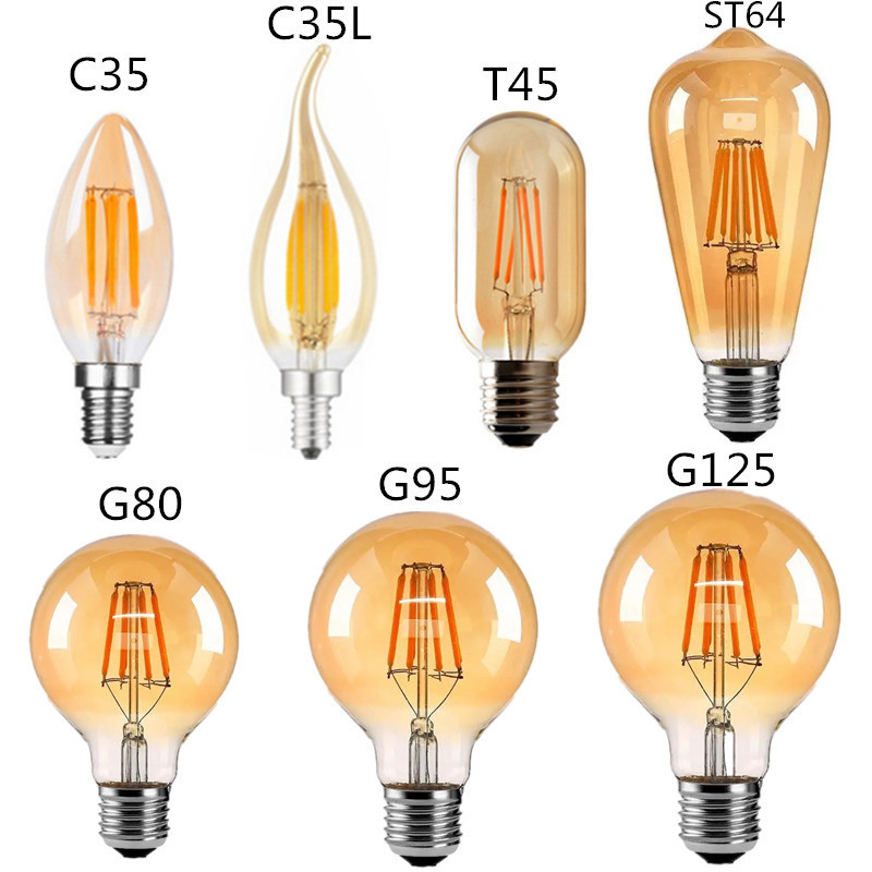 Neonlap 220V 110V E27 B22 2W 4W 6W 8W 10W 12W LED Edison Filament Light Bulbs Golden ST64 Dimmable