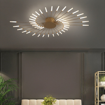 Living Room Bedroom Lighting Fixtures, Black Golden LED Ceiling Pendant Lights, Modern Fireworks Chandeliers