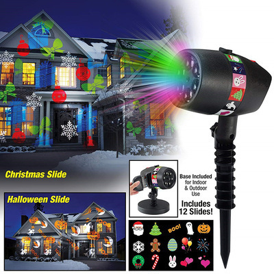 Christmas Halloween Light 12 Full Color Slides Laser Star Night Projector