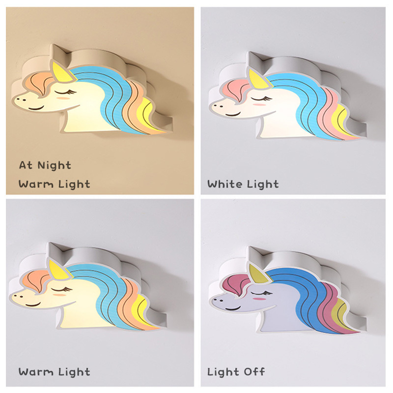 Kids Bedroom light with remote control cartoon lampshade children room cute ceiling lamp unicorn decor child room