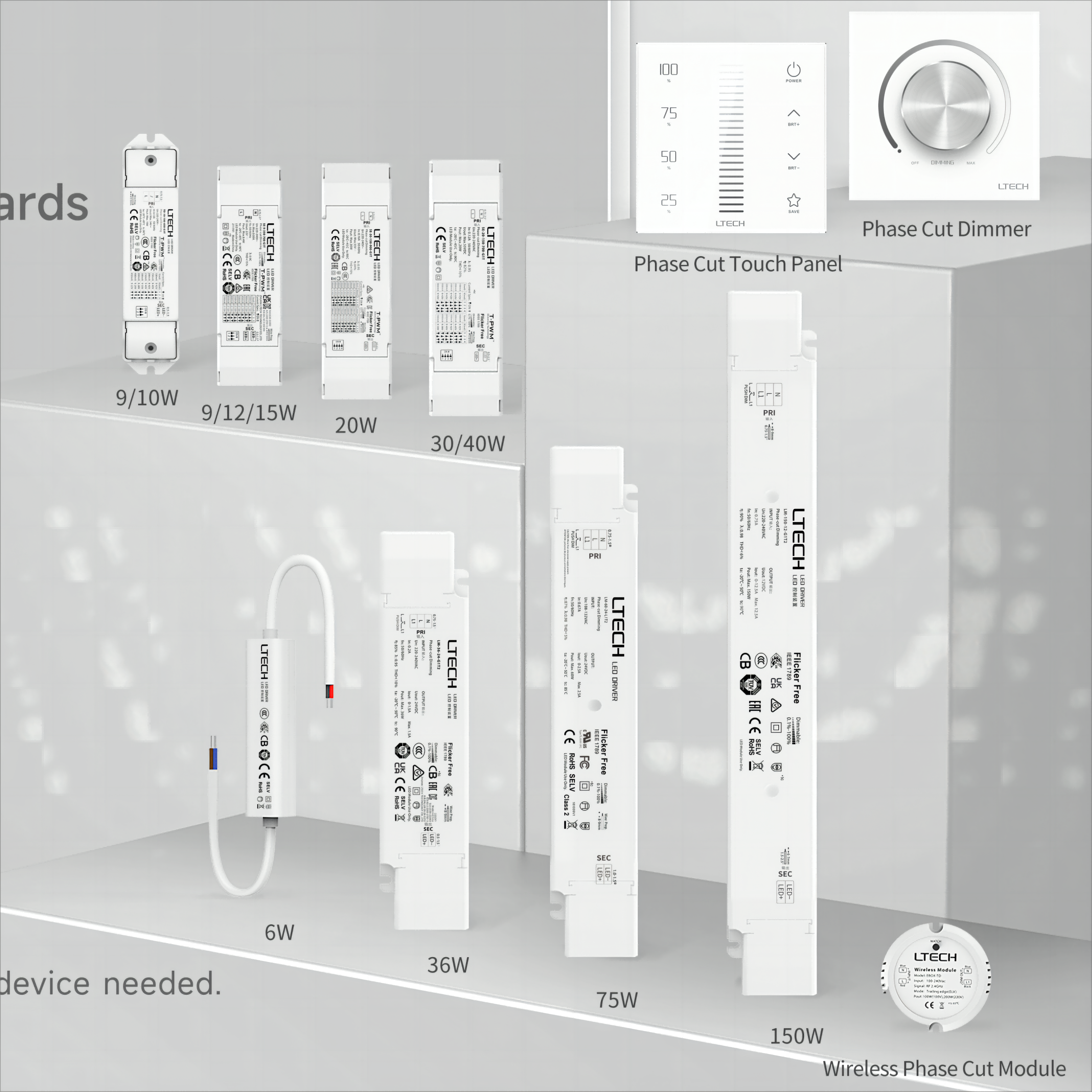 Ltech Small size and light weight LED Driver 30w 40w Triac Dimmable LED Driver SE-40-300-1050-G1T