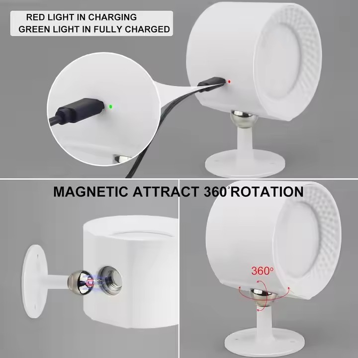 Neonlap Wall-mounted Night Light 360 Degrees Rotating Magnetic Wall Lamp Remote Control Bedroom Rechargeable LED Wall Light