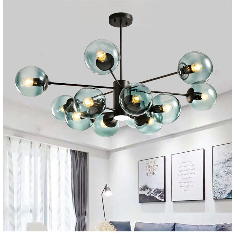 Modern American type living room hotel all brass ceiling light Brass Led chandelier pendant Light