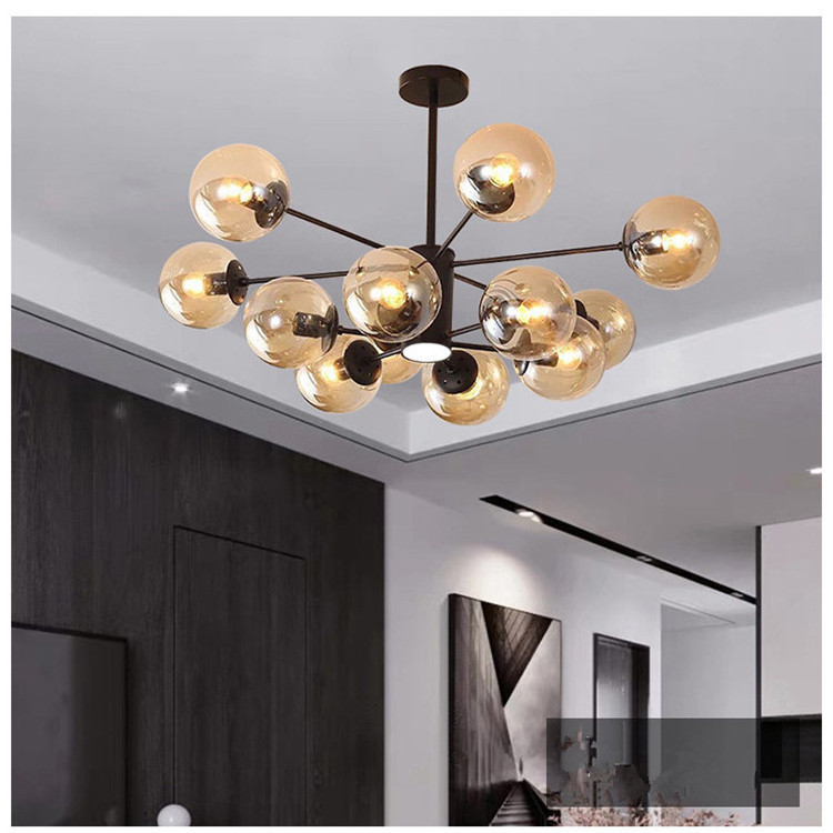 Modern American type living room hotel all brass ceiling light Brass Led chandelier pendant Light