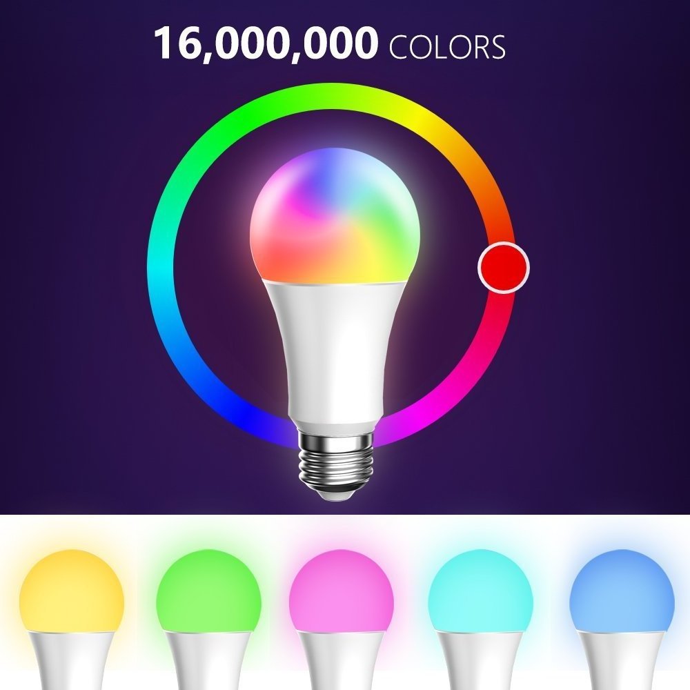 Smartphone Controlled Dimmable Multicolored Color Changing Smart LED Light Bulb