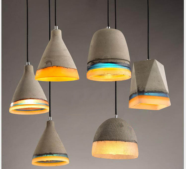 Modern indoor cement ceiling lamp Silicone shade chandelier light hanging pendant lighting fixture