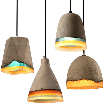 Modern indoor cement ceiling lamp Silicone shade chandelier light hanging pendant lighting fixture