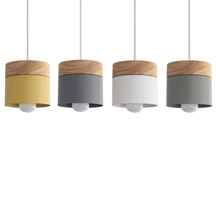 Modern Aluminum Pendant Lamp shade Wood lamp With E27 Pendant Lmap Colorful Lighting Fixtures for kitchen living room bar