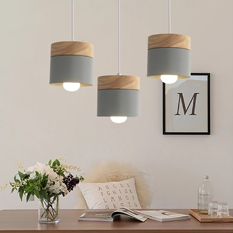 Modern Aluminum Pendant Lamp shade Wood lamp With E27 Pendant Lmap Colorful Lighting Fixtures for kitchen living room bar