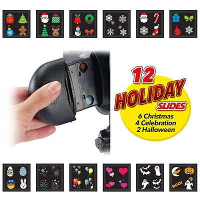 Christmas Halloween Light 12 Full Color Slides Laser Star Night Projector