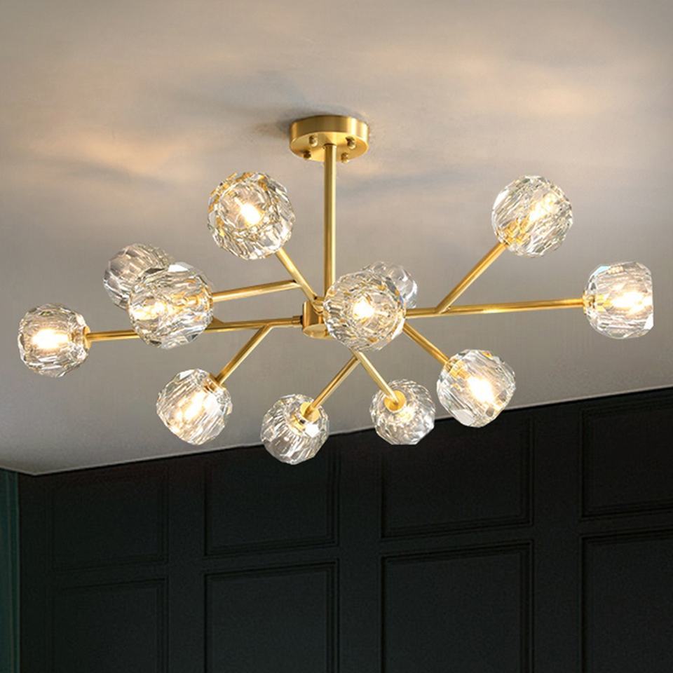 Luxury Golden Bedroom Living Room Modern Crystal Ceiling Chandeliers Pendant Light