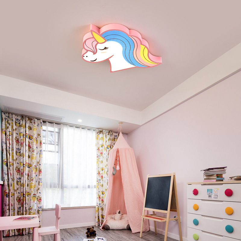 Kids Bedroom light with remote control cartoon lampshade children room cute ceiling lamp unicorn decor child room