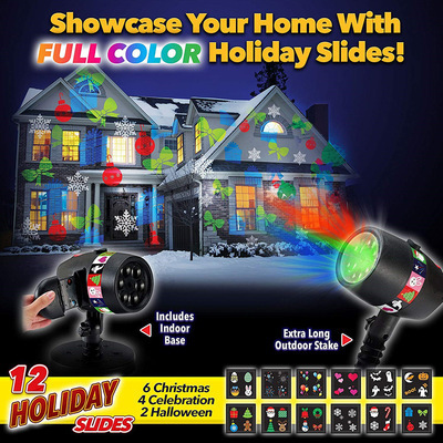 Christmas Halloween Light 12 Full Color Slides Laser Star Night Projector