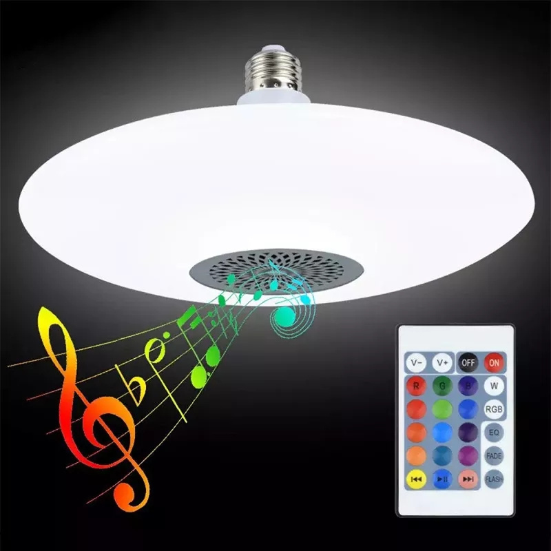 Remote Control Wireless Speaker E27 RGB+White Dimmable Smart UFO Music Bulb