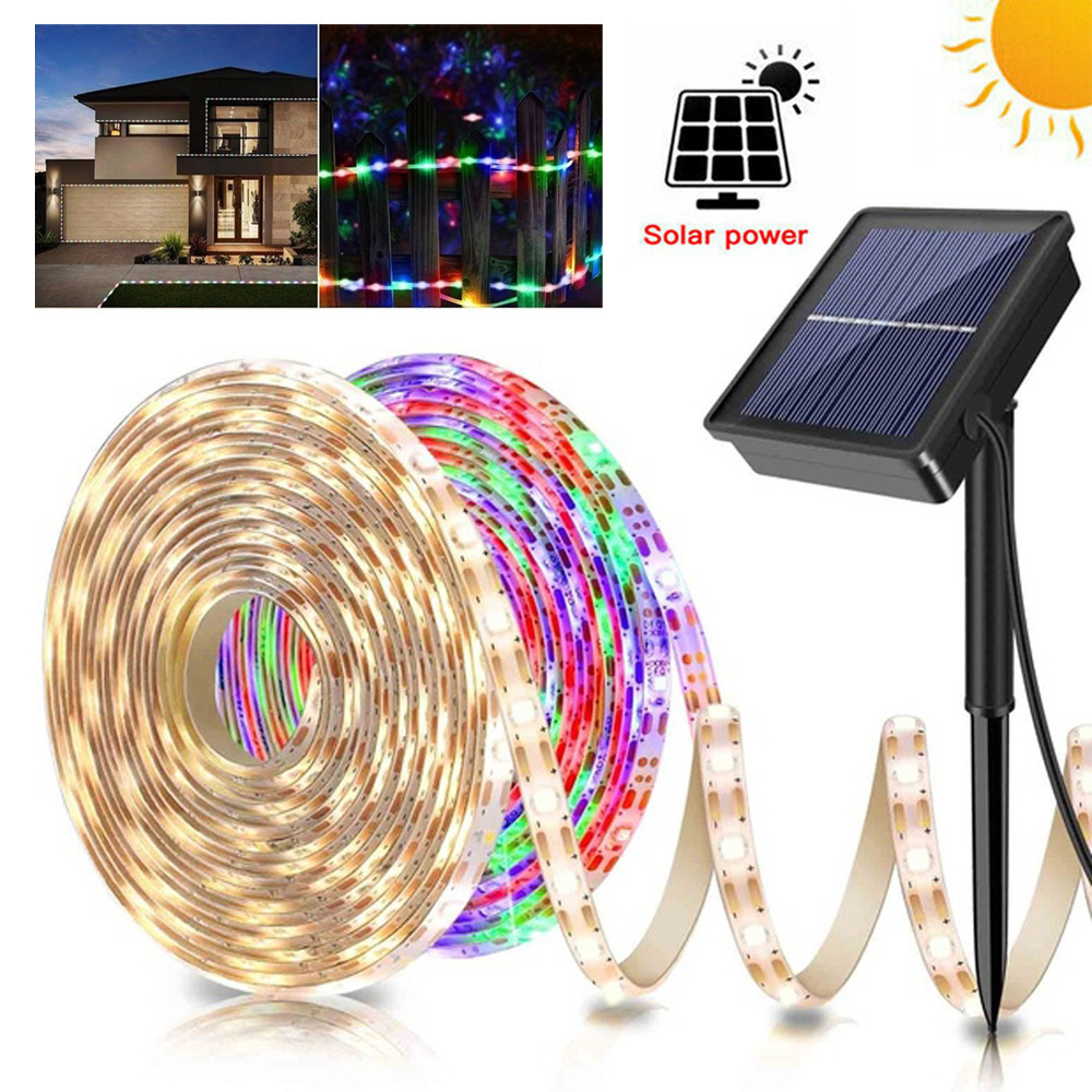 Outdoor Yard Lawn Holiday Decoration Celebration Luminous Lamp 5m RGB LED Strip 2835 Solar LED Strip Lights