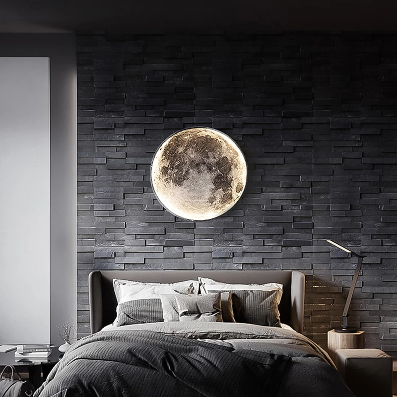 Bedroom Living Hall Room Lighting Fixture Modern Moon Wall Lamp