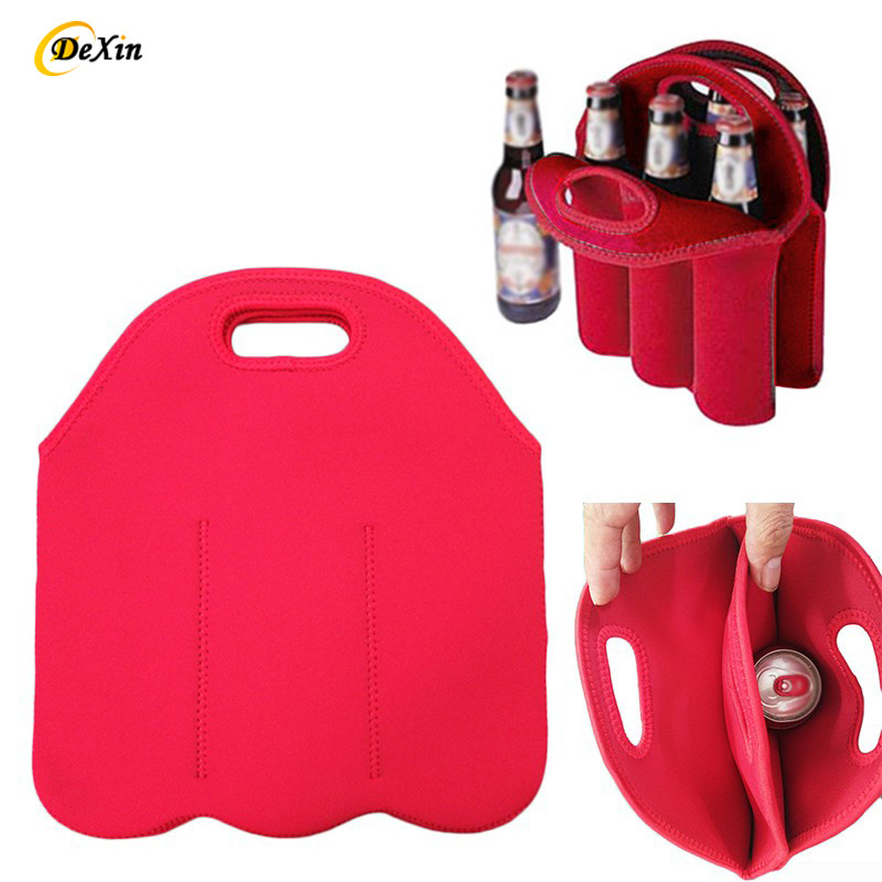 2023 Custom Picnic beer bottle carrier 6 pack can cooler 6 neoprene pack wine sleeve neoprene cooler bag