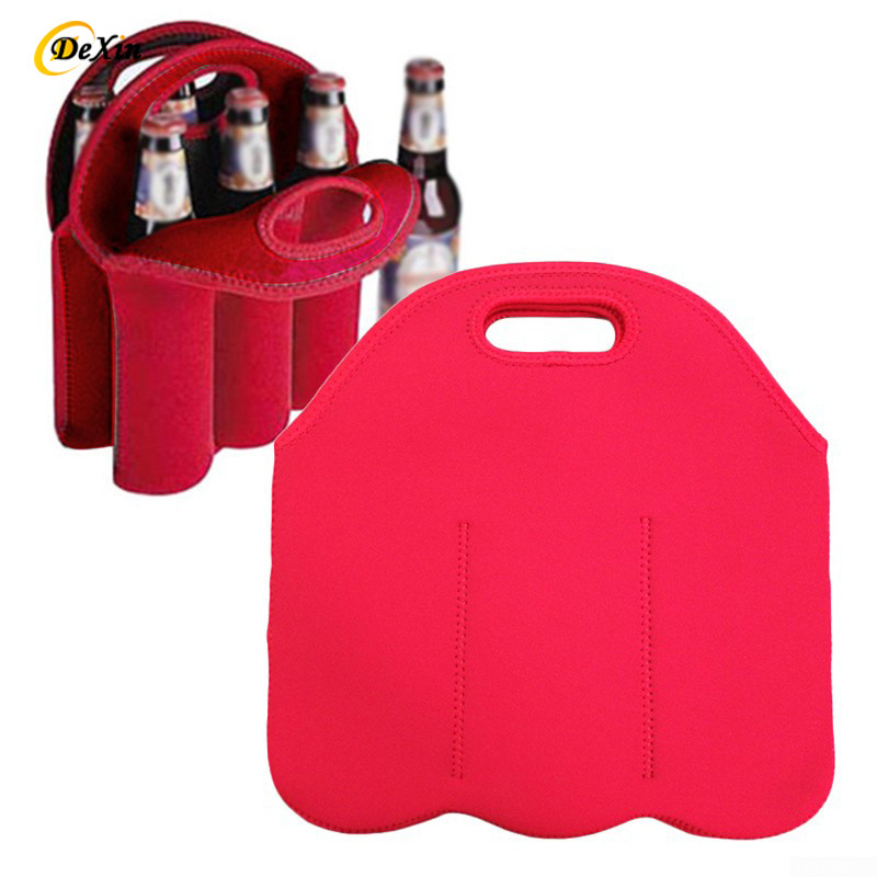 2023 Custom Picnic beer bottle carrier 6 pack can cooler 6 neoprene pack wine sleeve neoprene cooler bag