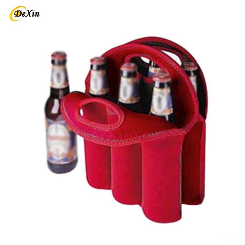 2023 Custom Picnic beer bottle carrier 6 pack can cooler 6 neoprene pack wine sleeve neoprene cooler bag