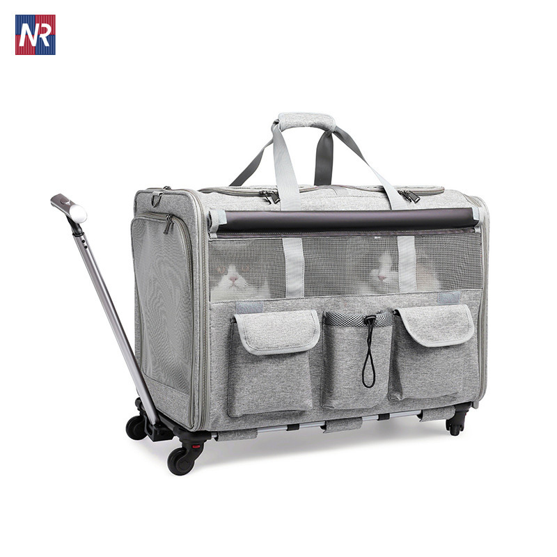 Airline Approved Best Large capacity on Wheels Stroller Trolley Pet Rolling Pet Bag Dog Cat Carrier with Wheels Custom Logo