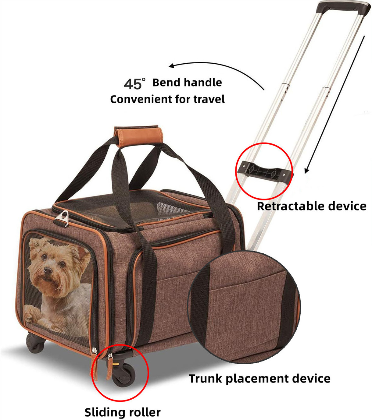 Factory custom wholesale pet trolley bag walking dog suitcase dog trolley cat folding cage multi-functional portable car bag