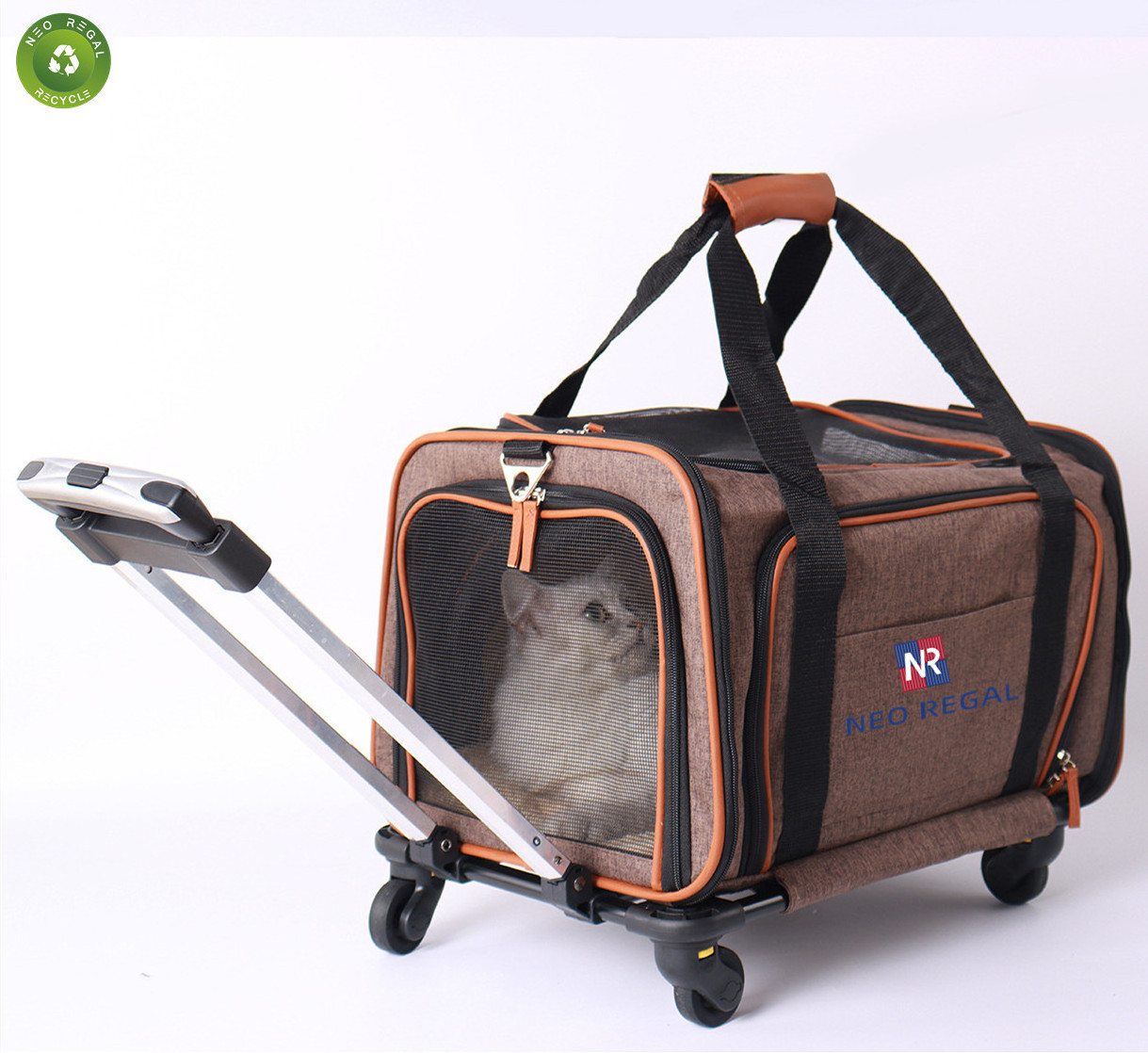 Factory custom wholesale pet trolley bag walking dog suitcase dog trolley cat folding cage multi-functional portable car bag