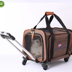 Factory custom wholesale pet trolley bag walking dog suitcase dog trolley cat folding cage multi-functional portable car bag