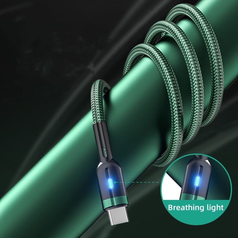 1.2M Smart Automatic Power-off USB Charging Data Cable with Breathing Light Indicator USB Type C Cable