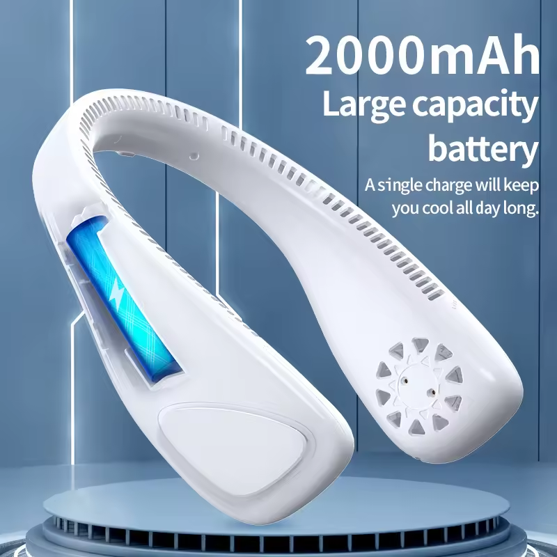 New Arrival Summer Products 3000 mAh Portable Hand Free Wearable usb Mini Air Coolers Rechargeable Cooling Neck Fan