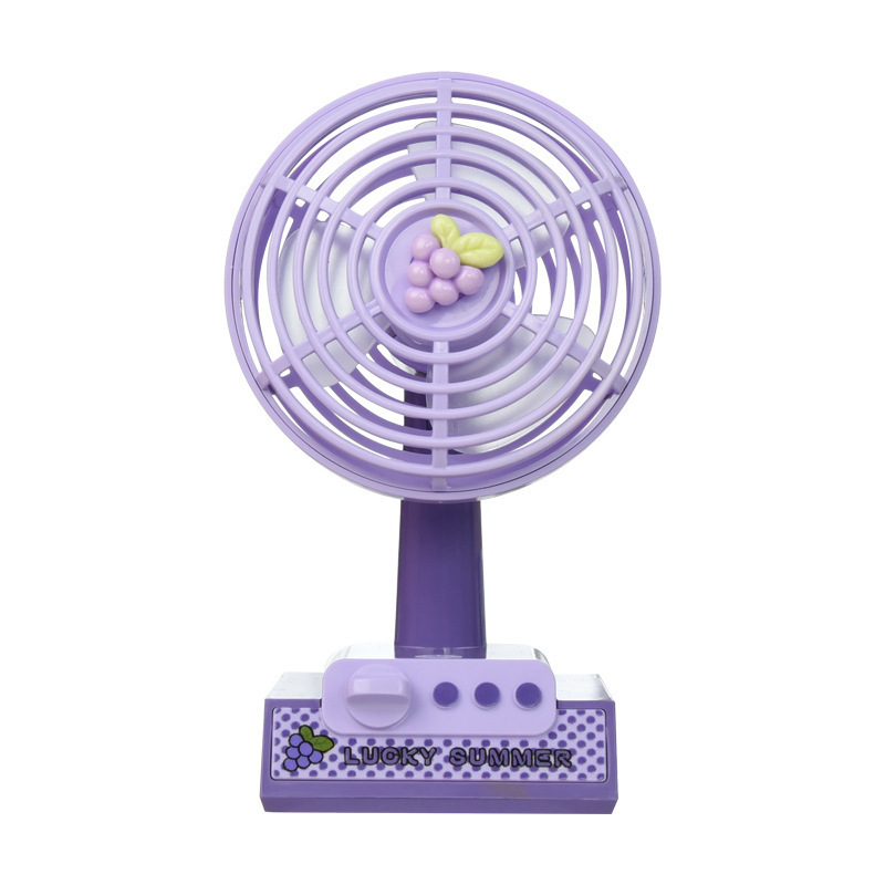 New Retro style printed base three levels strong wind light sound Cartoon fruit printed desktop small fan