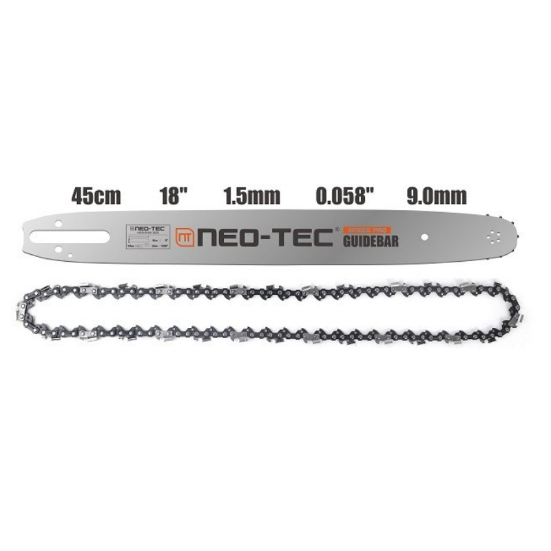 Aogu NEO-TEC 18 Inch Chainsaw Guide Bar Chain Combo Hard Chainsaw Bar Nose, 3/8