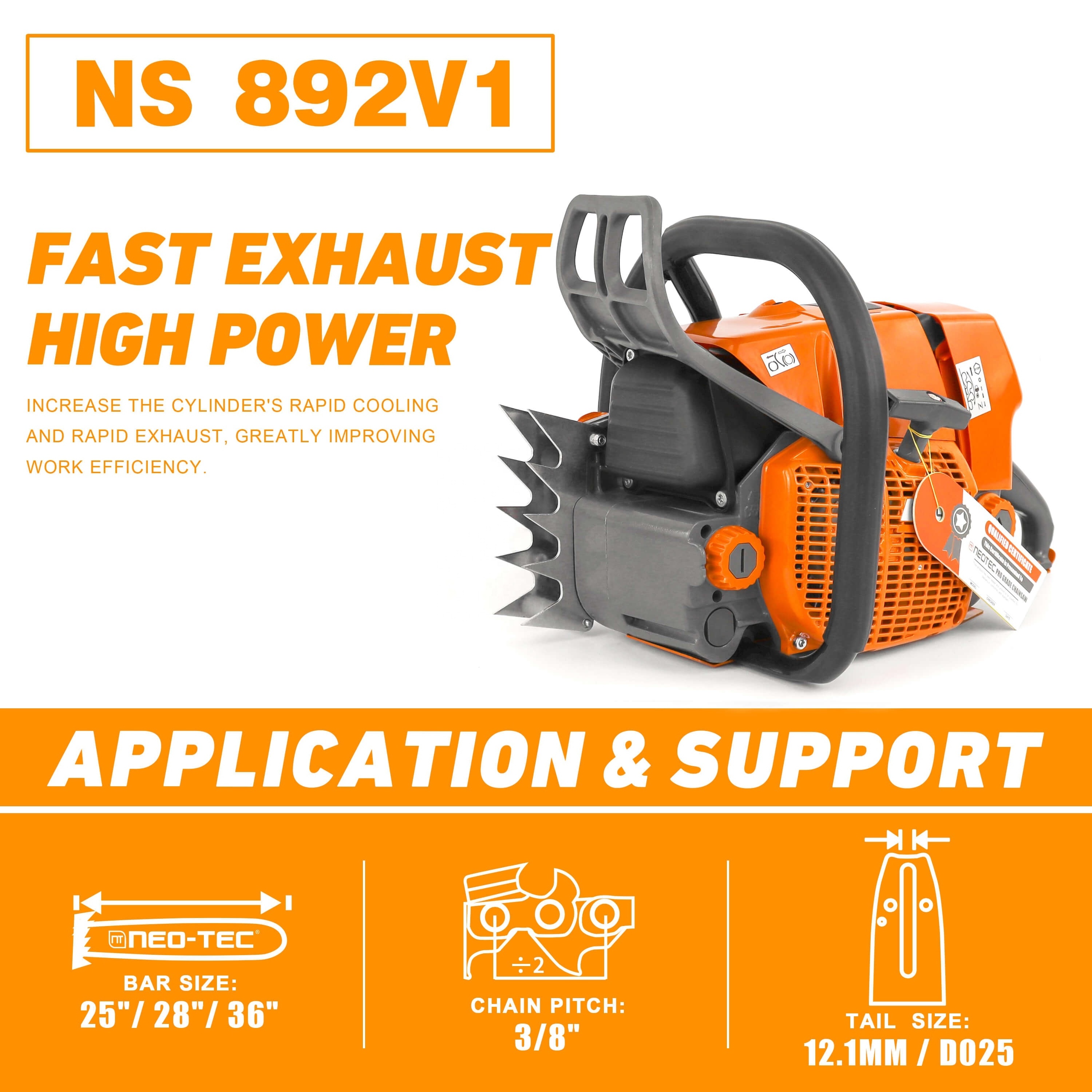 Gasoline NS892 German Chainsaw Brands With Normal Bar And Chaindiesel Diesel 92CC Chainsaw