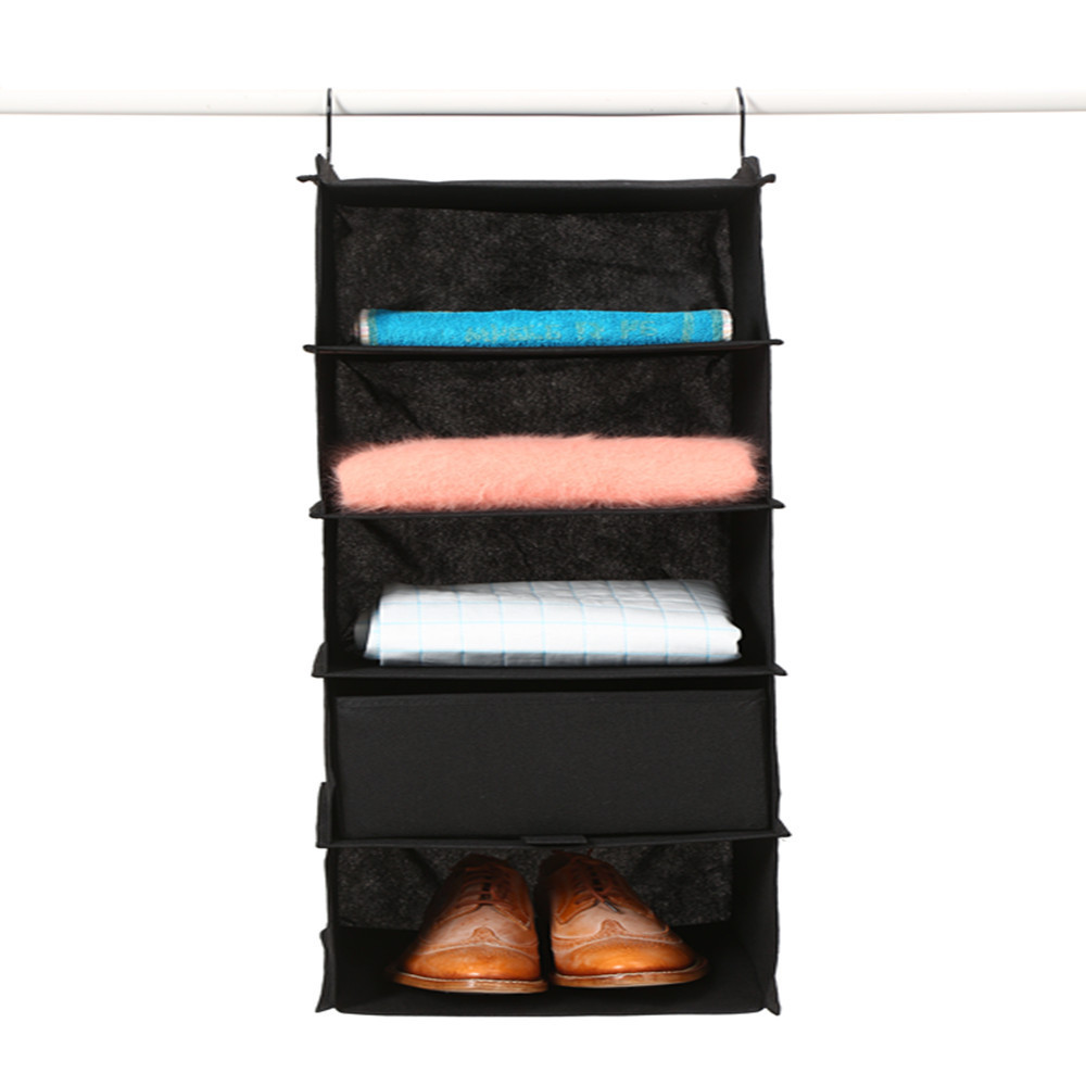 Household Black Shoe Organizer Hanging 10 Pair Shoe Shelf Space-saving Non-woven Storage Box