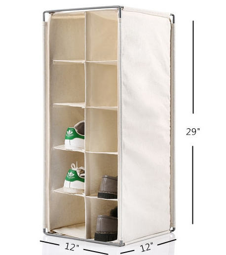 Factory Direct Hanging Space-saving Shelf Storage Box Mesh Fabric 10 Pair Canvas Shoe Rack