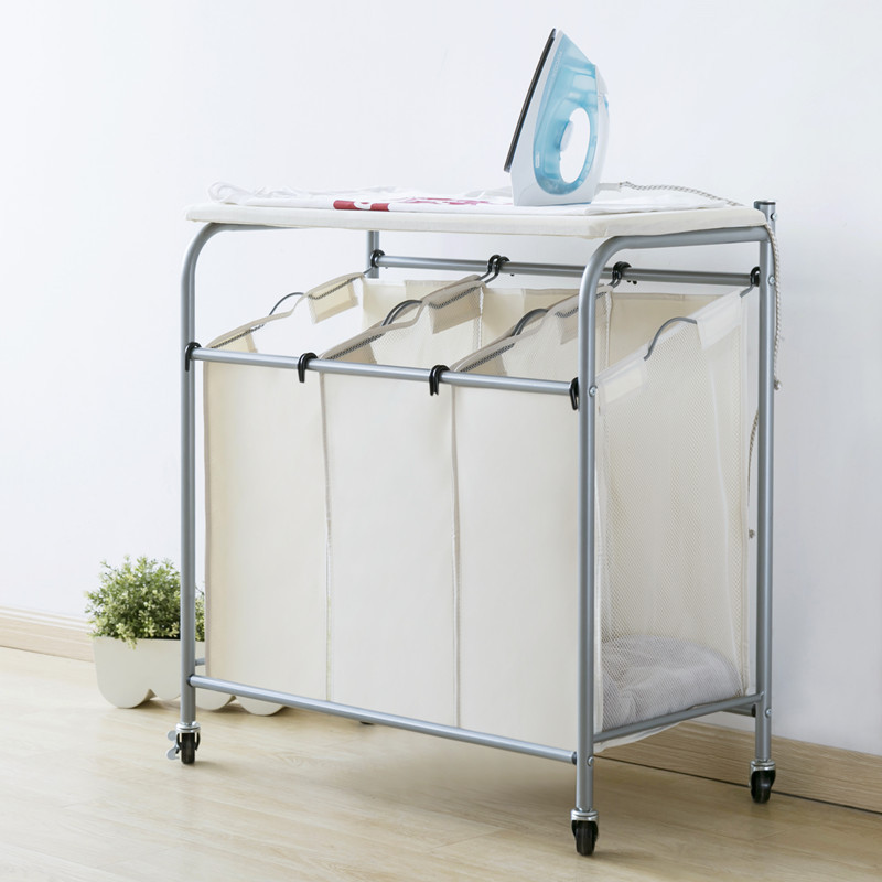 Elegant Large Durable Foldable Laundry Hamper Ironing Board with Wheels