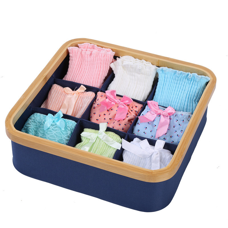 Home Drawer Storage Divider Bamboo Frame Foldable Organizer Box Closet Underwear Organizer