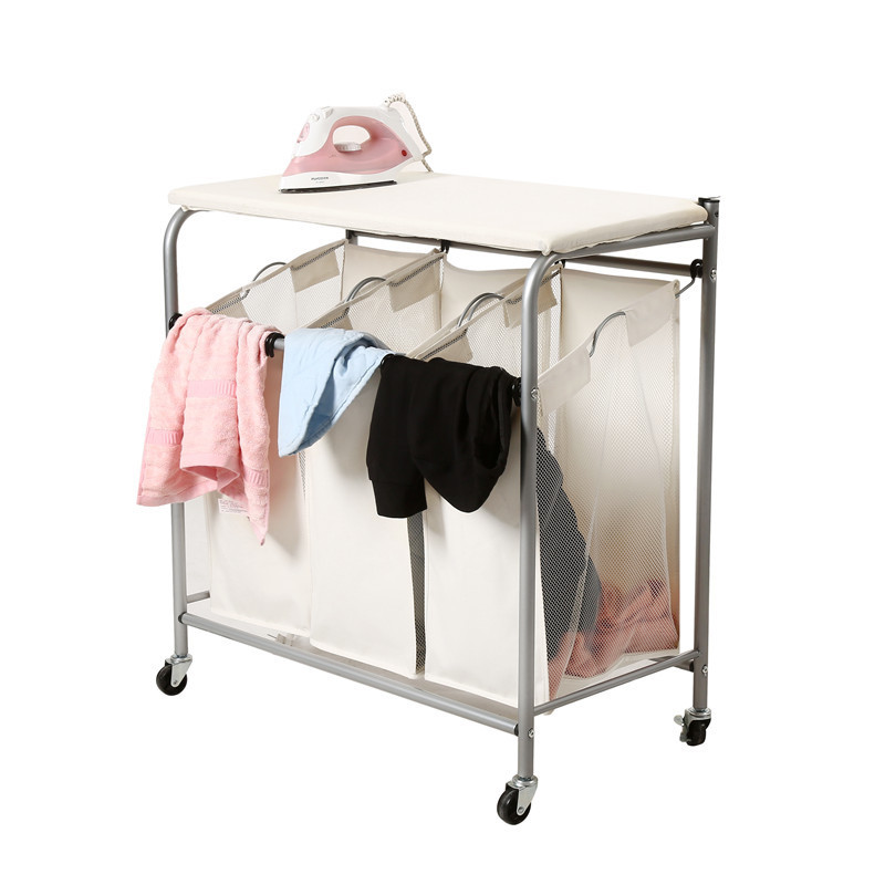 Elegant Large Durable Foldable Laundry Hamper Ironing Board with Wheels