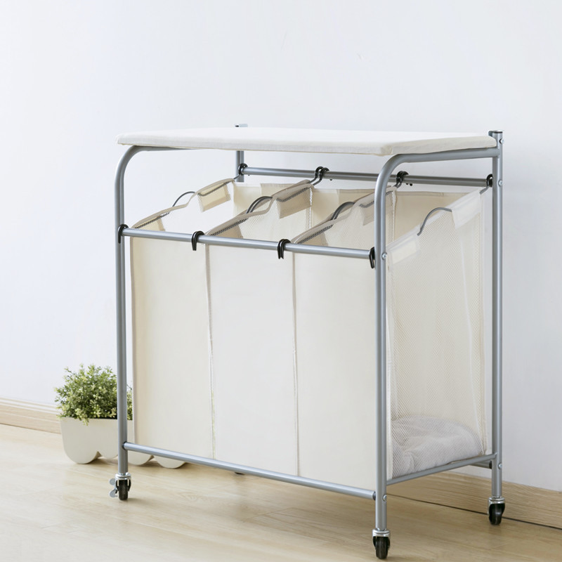 Elegant Large Durable Foldable Laundry Hamper Ironing Board with Wheels