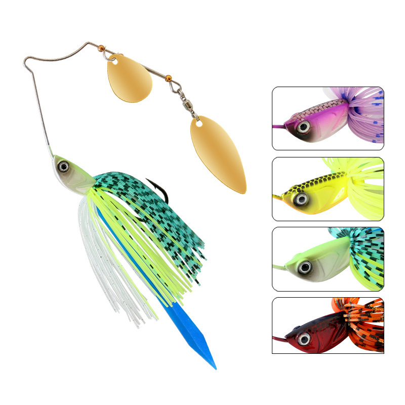 Artificial Buzz Bait High Quality Metal Head Rubber Skirt Lure Trolling Spinner Bait Lure Fishing, Bass Fishing Spinner Lures