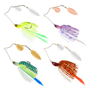 Artificial Buzz Bait High Quality Metal Head Rubber Skirt Lure Trolling Spinner Bait Lure Fishing, Bass Fishing Spinner Lures