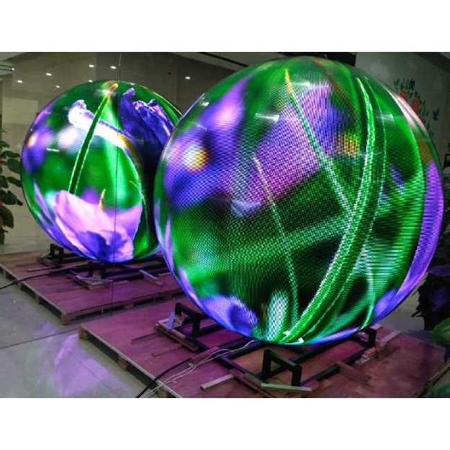 Customized Dimension Sphere Screen Indoor Advertising Spherical Video Ball Led Screen P1.8 P2 P3 P4 Curve Led Sphere Display