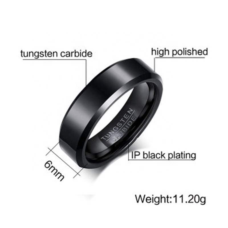 NJ Jewelry Wholesale 6MM Tungsten Rings, Black And Silver Real Tungsten Rings For Men